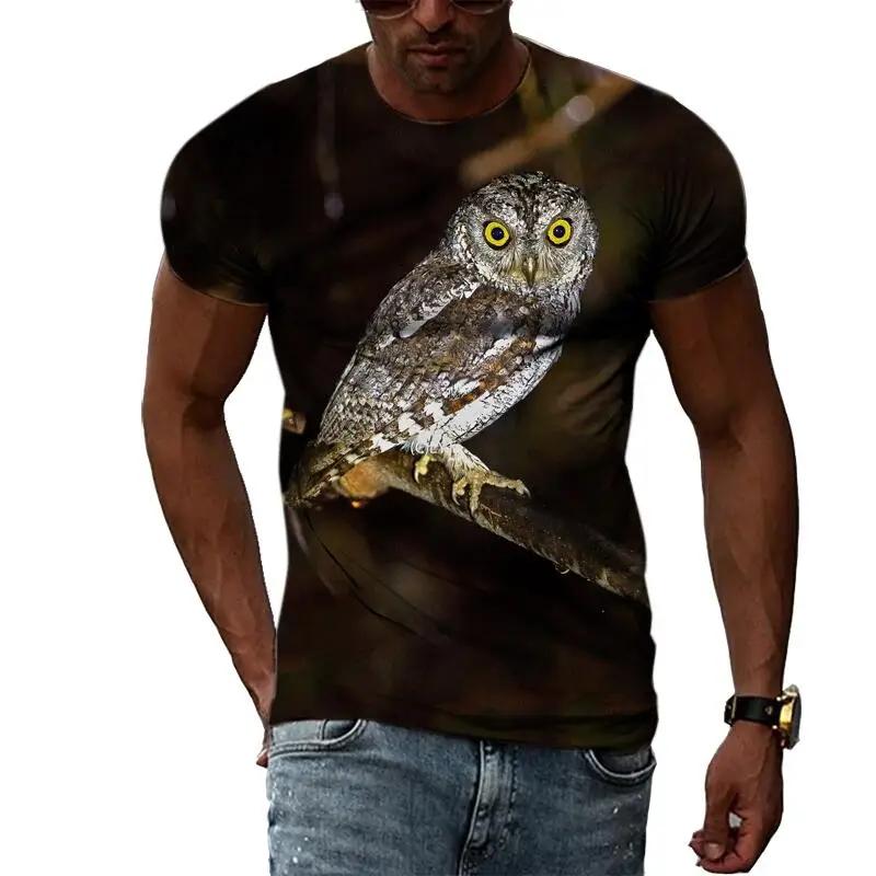 Fashion Owl Pattern Print Design Men's T-shirt Street Fashion Harajuku O-Neck Comfortable Short Sleeve Tshirt