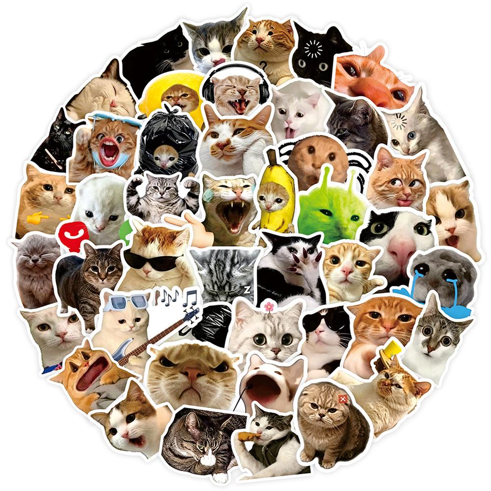 1050 100 Stück Cartoon Lustige Katze Meme Aufkleber Niedliches Tier Kätzchen Ausdruck Aufkleber Wasserflasche Laptop Handy Aufkleber Dekoration