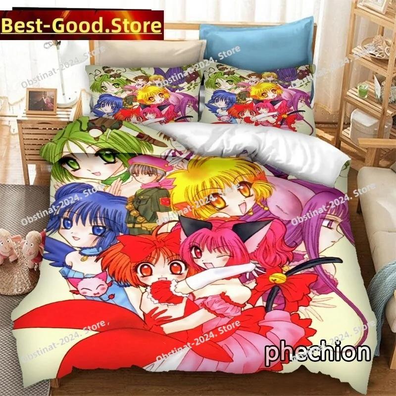 3D Anime Tokyo Mew Mew Bedding Set Duvet Cover Full Queen King Size Pillowcase Bed Print Bed Set Aldult Kid Bedroom Single Twin