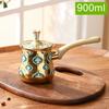 Stainless Steel Coffee Pot with Lid Chocolate Butter Milk Cup Coffee Tea Melting Jug Moka Pot for Office Home Kitchen