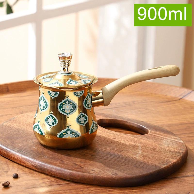 Stainless Steel Coffee Pot with Lid Chocolate Butter Milk Cup Coffee Tea Melting Jug Moka Pot for Office Home Kitchen