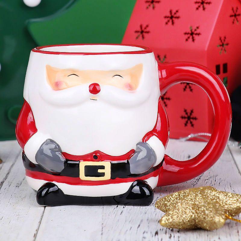 Nejnovější populární hrnek Santa Clause keramický hrnek dárková krabička s kresleným 3D ručně kresleným dárkem kreativní hrnek vánoční sváteční dárek