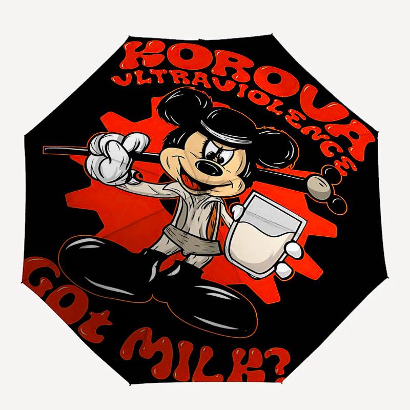 

1pc Mickey Mouse MilkOpen/Close Umbrella-Windproof, Compact Travel Umbrella, Sturdy 8-Rib Shaft, Outdoor Accessory1210