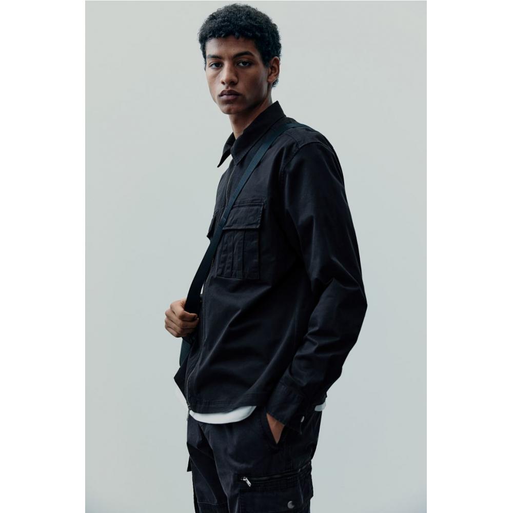 H M Twill oversHirt Regular Fit Black