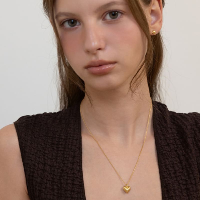 Tatiana (925 Silver) Heart Shell Locket Pendant Long Necklace NZ2505