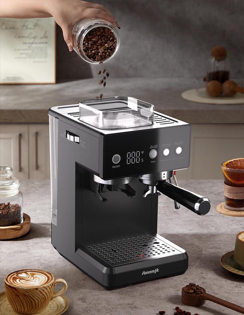 Aeomjk CM5540 Semi-Automatic Italian Coffee Machine with Room Temp Cold Brew & Milk Frothing