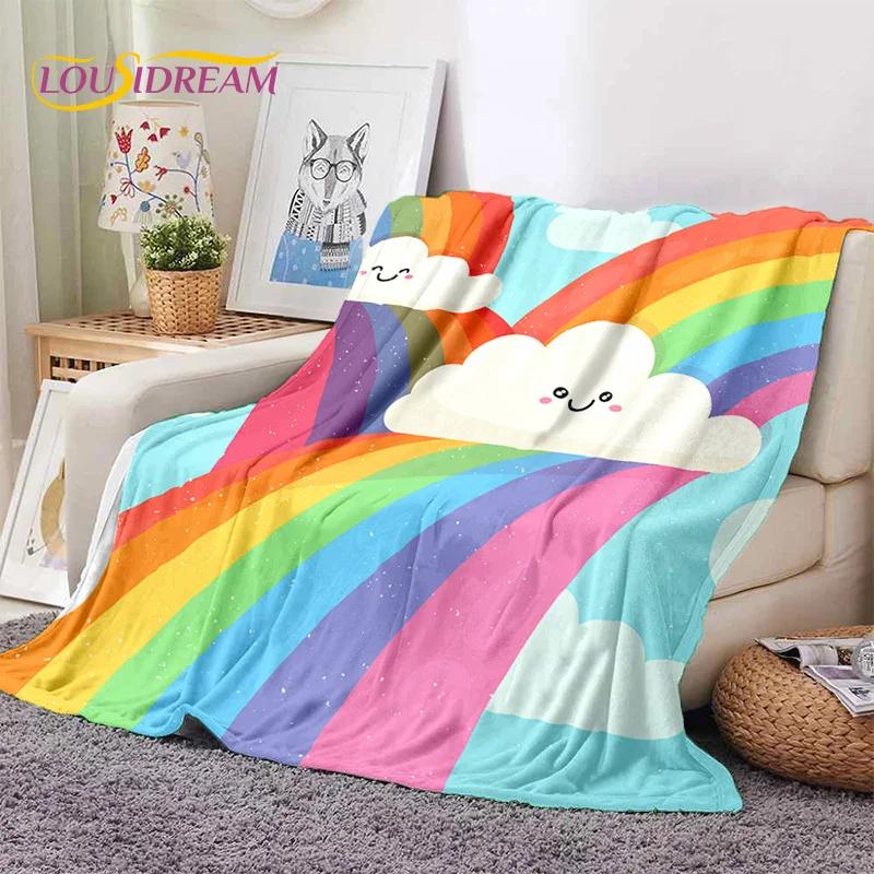 Rainbow Colour Illusion Cartoon Soft Flannel Blanket for Beds Bedroom Sofa Picnic,Throw Blanket for Cover Outdoor Leisure Gift