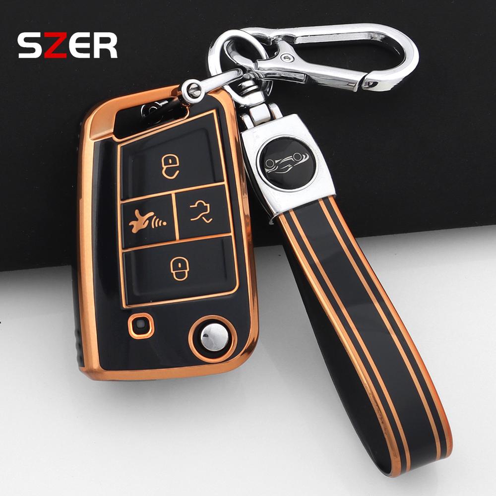 TPU pouzdro na klíče od auta Kryt Klíčenka Pro Vw Volkswagen Golf 7 Mk7 Tiguan Mk2 Pro Seat Ateca Leon Fr 2 Ibiza Pro Skoda Octavia 3 4 Tlačítka