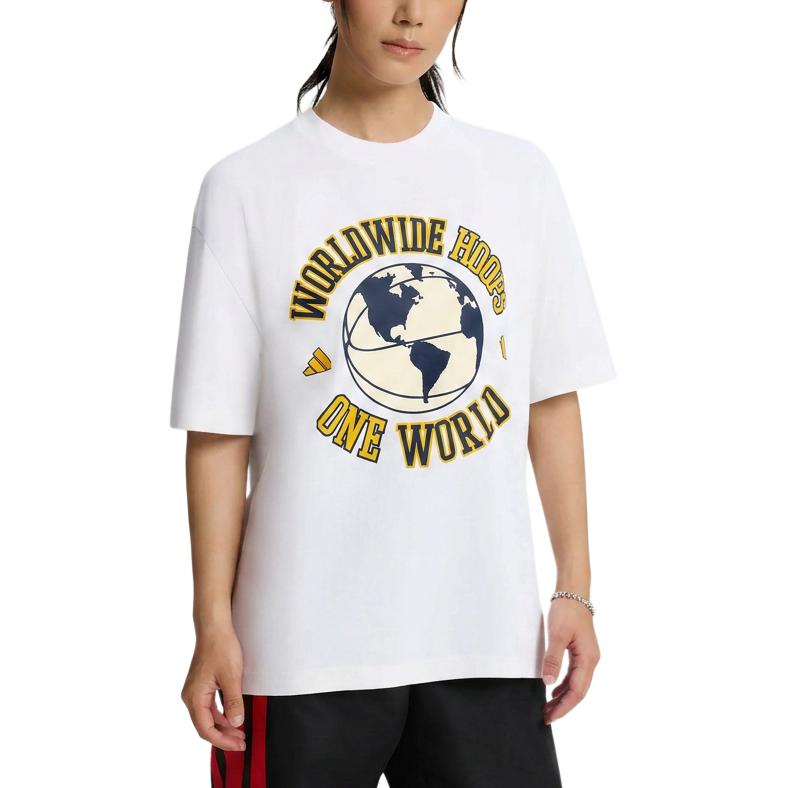 Adidas Worldwide Hoops Global Loose Knit Crew Neck Basketball Sports Short Sleeve T-Shirt Unisex Tops KX5732