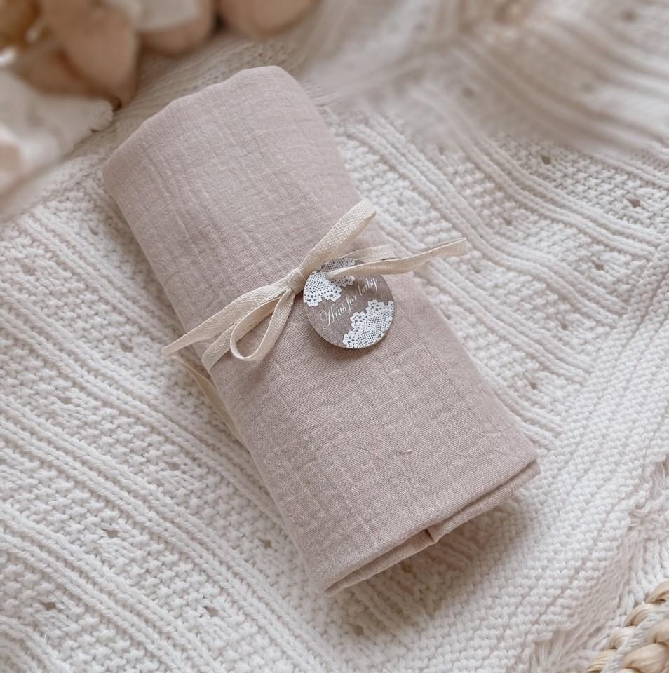 Muslin Swaddle Wrap 80x80cm Double Gauze (Pastel Beige)