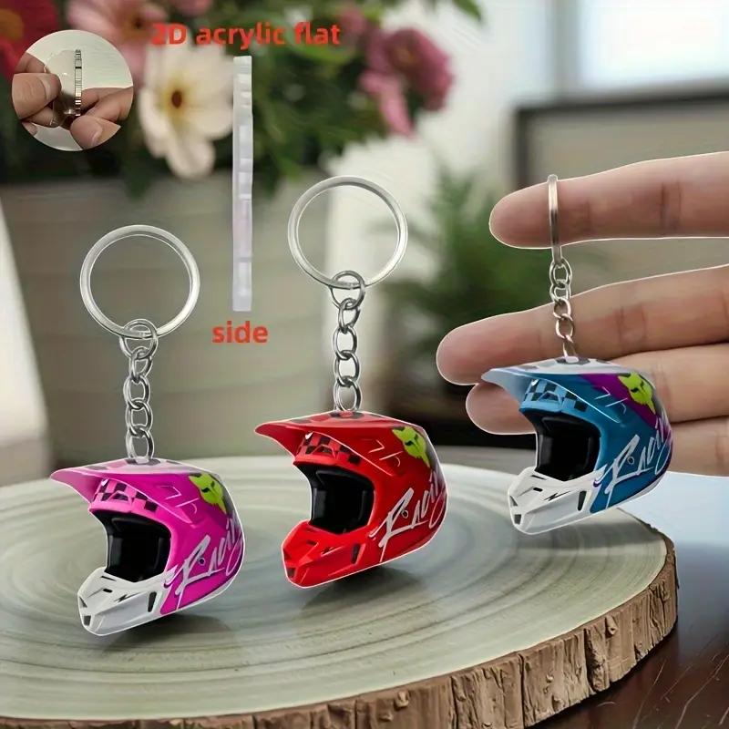 

3-piece set of 2D acrylic motorcycle car mirror decoration, backpack hanging decoration, keychain, creative car accessories