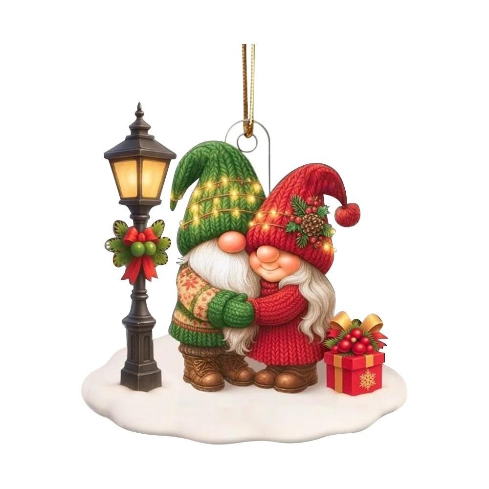 4PCS Acrylic Santa Couple Ornament Growing Old Together Christmas Tree Ornaments Christmas Tree
