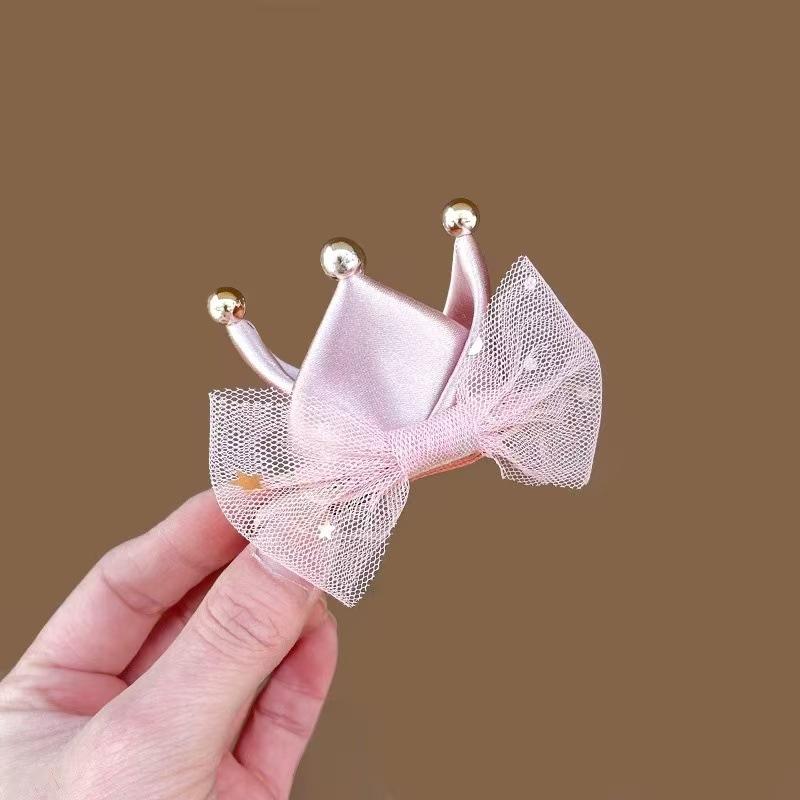 Princess Children Girl Hairpin Vintage 3D Crown Mesh Hair Clip for Kid Girl Birthday Party Decroative Hair Clip Gift
