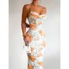 Fashion Wind Summer New Sexy Sexy Print Backless Lace up Slim Fit Slimming Spaghetti Straps Dress Female Dress