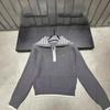 Shengjia 025 New Autumn/Winter Letter Embroidery Half-Zip Lapel Knit Long Sleeve Loose Top
