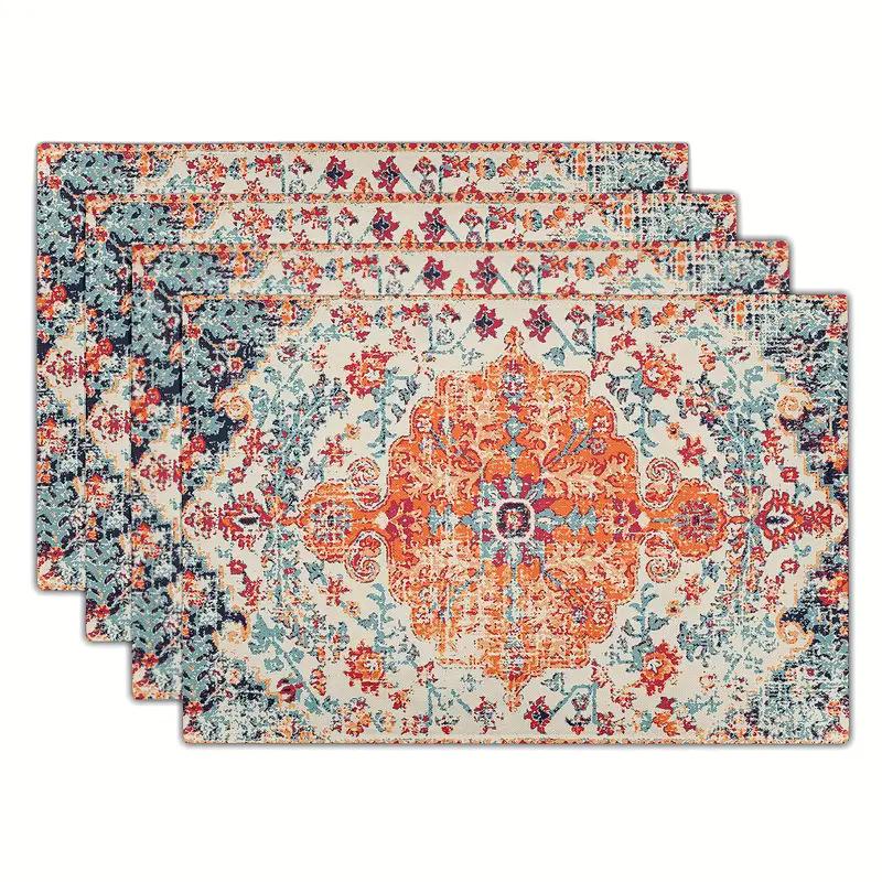 Bohemian Geometric Retro Placemat - Vintage Polyester Heat-Resistant Dining Mat