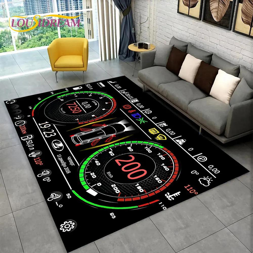 Alfombra grande para tablero de instrumentos de carreras de autos en 3D, alfombra para sala de estar, dormitorio, sofá, cocina, decoración, alfombra antideslizante para juegos de niños