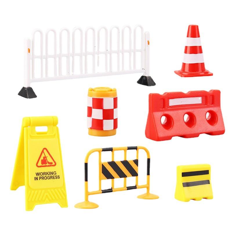 10pcs Mini Traffic Signs Roadblock Toy for Kids Construction Car Theme Party Traffic Cone Sport Training