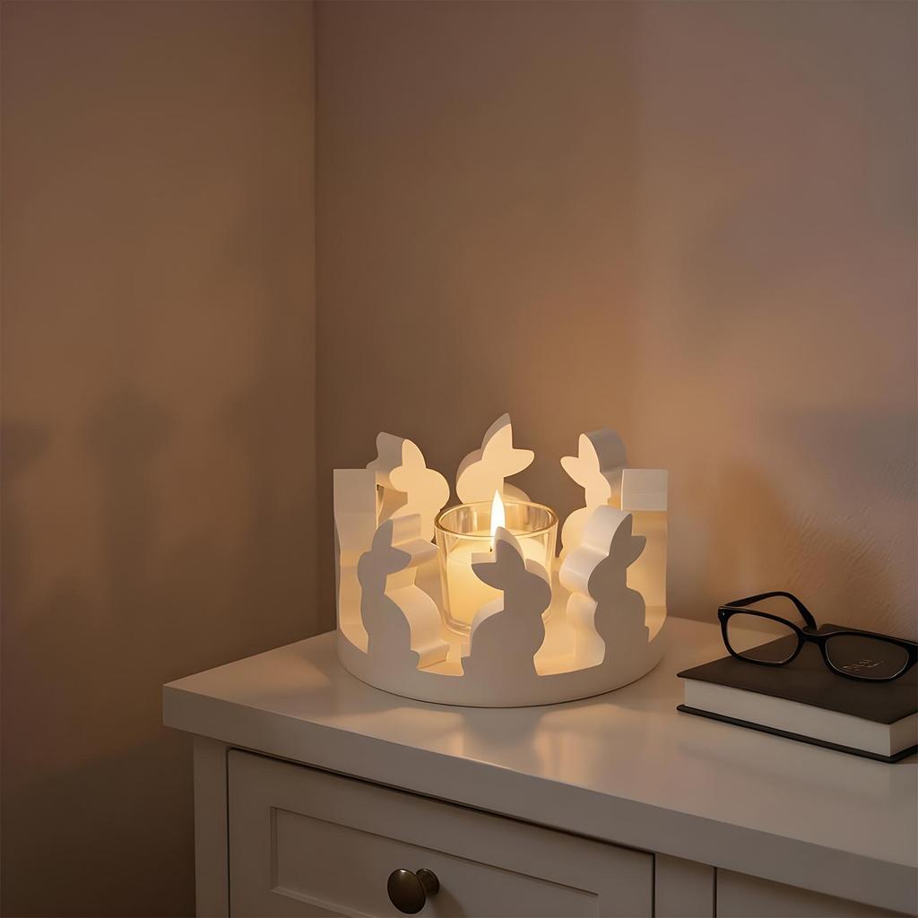 Candle Holder Mold Easter Bunny Silicone Casting Mold Tabletop Centerpiece for Living Room Bedroom Kitchen Home Apartment