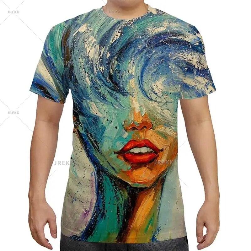 Sommer 3D Herren T-Shirt Tiere Gedruckt Kurzarm O-Ausschnitt Tops Abstrakte Kunst Malerei Cool Streetwear Frauen Kinder Freizeit-Tees