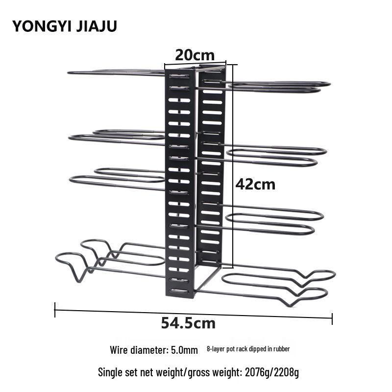 Dwustronny wieszak na garnki: Łatwy w montażu pionowy stojak z żelaznego drutu do przechowywania garnków i patelni
