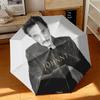 1pc Johnny Hallyday Retro Poster Umbrella Portable Folding Umbrella Iron Frame Hole Bone Structure Outdoor Home Umbrella