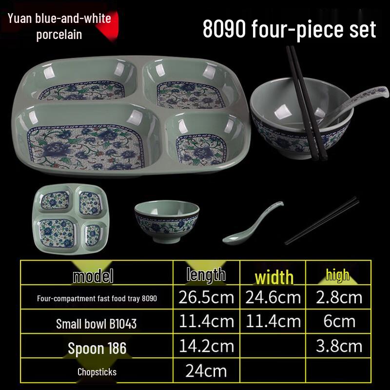 Melamine 4-Compartment Divided Meal Plate