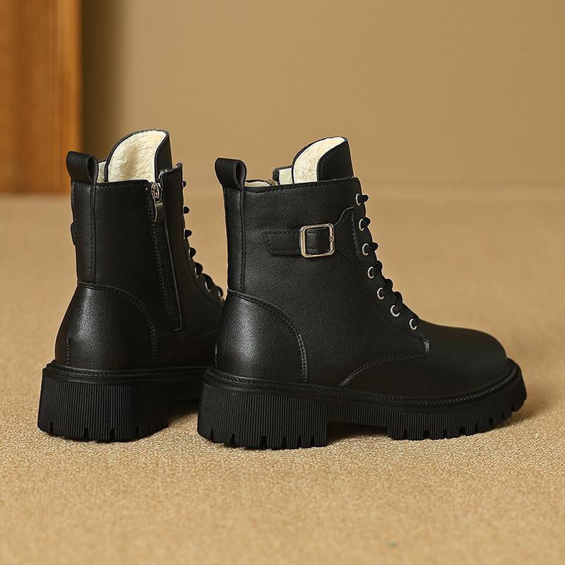 Women’s Winter Boots Fashion Short Boots Girl Black Warm Ankle Boots with Fur Plus Size for Lady