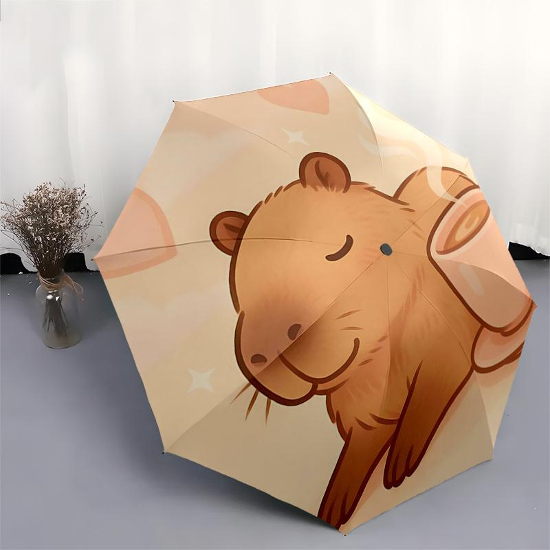 Capybara Themed Travel Umbrella-8 Ribs Automatic Opening and Closing, Portable Folding Design, Compact and Stylish Umbrella Suitable for Out