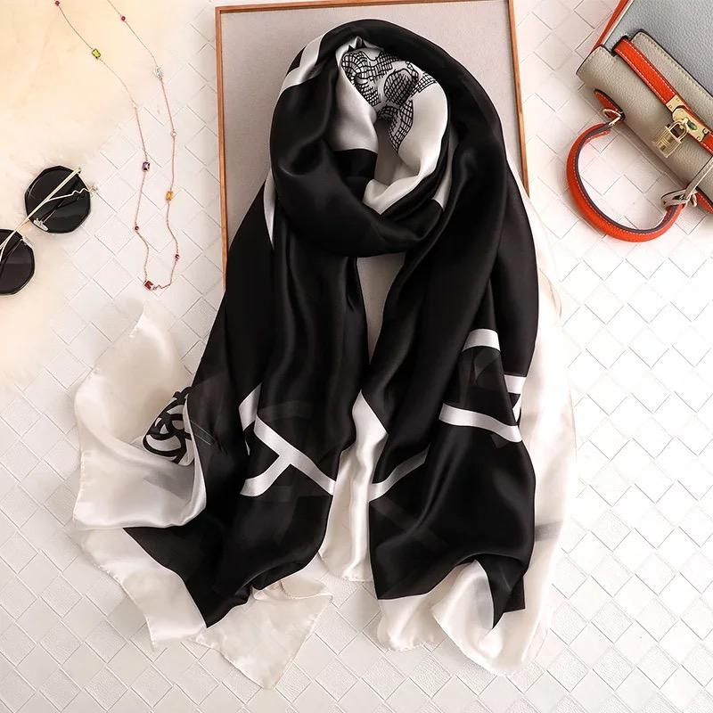 180*90cm Luxury Brand Women Scarf Summer Silk Shawl Lady Wrap Soft Female Echarpe Designer Beach Stole Bandanna foulard muffler