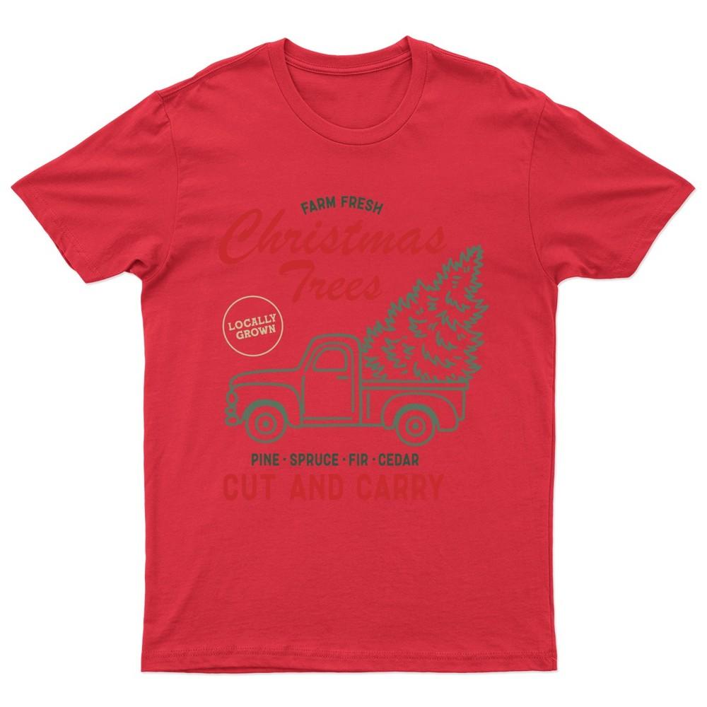 Farm Fresh Christmas Trees Truck Holiday Graphic Unisex Tee Men Women Unisex T-Shirt XXXL