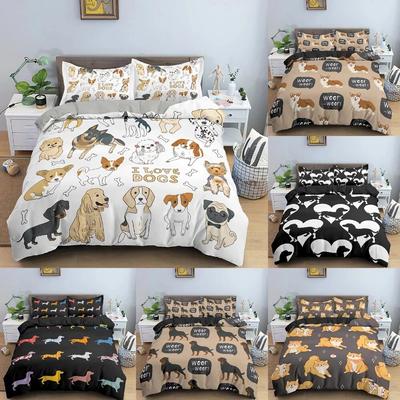 Dachshund Dog Bedding Set Cute Puppy Duvet Cover Cartoon Bed Cover Pet Dog Home Textiles Decor Bedline Accept Custom