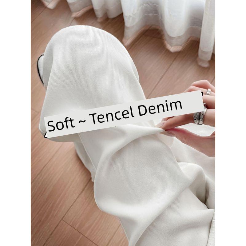 mm White Fat Sister Pear Shapes Lyocell Jeans White Tencel Fabric, Standard Grade 2XL