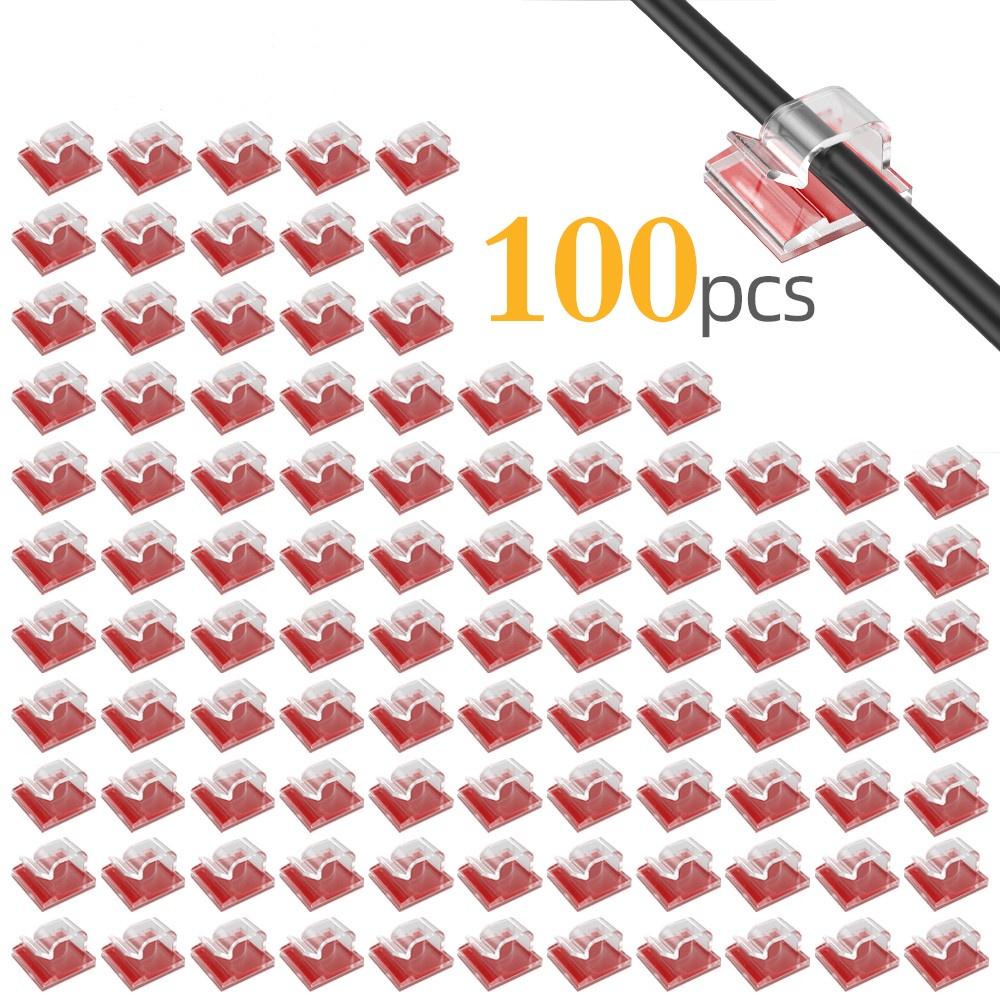 

100 шт./упаковка. Органайзер для кабелю. Затискачі. Тримач кабелю. Для миші. Клавіатура. Навушники. Самоклеючий зажим. 100PCS прозорий