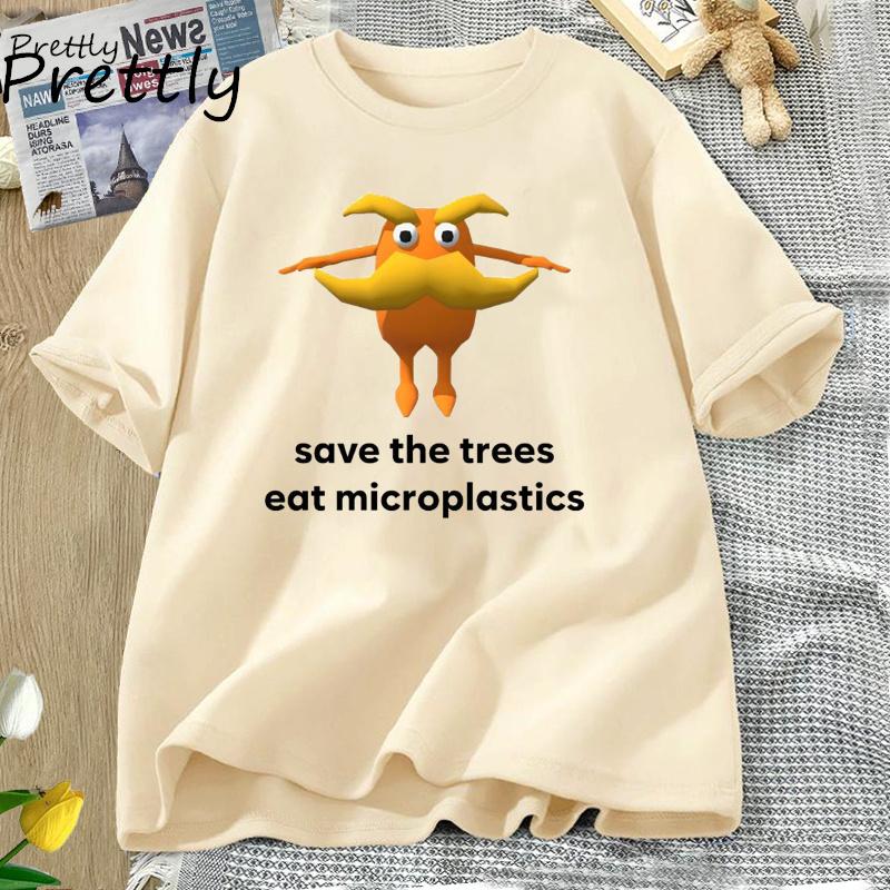 Save The Trees Eat Microplastics Funny Meme T Shirt Unisex Unisex Weirdcore Joke T-shirt Summer O Neck Short Sleeve Graphic T Shirts