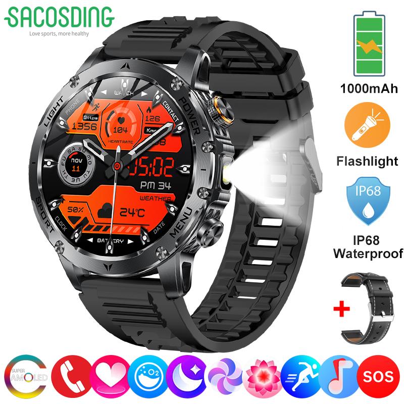 SACOSDING Military Smart Watches for Men (Answer/Make Calls), Smart Watch with 1000mAh Battery, 100+ Sport Modes Fitness Watch for Android/iPhone