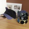 Pilotenbrille Baseballkappe Katzenohren Sonnenschutzhut Unisex Hip-Hop Sonnenbrille Pilotenhut Sommer