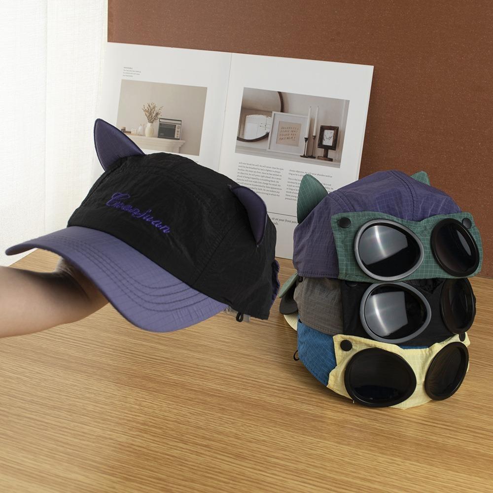 Pilotenbrille Baseballkappe Katzenohren Sonnenschutzhut Unisex Hip-Hop Sonnenbrille Pilotenhut Sommer