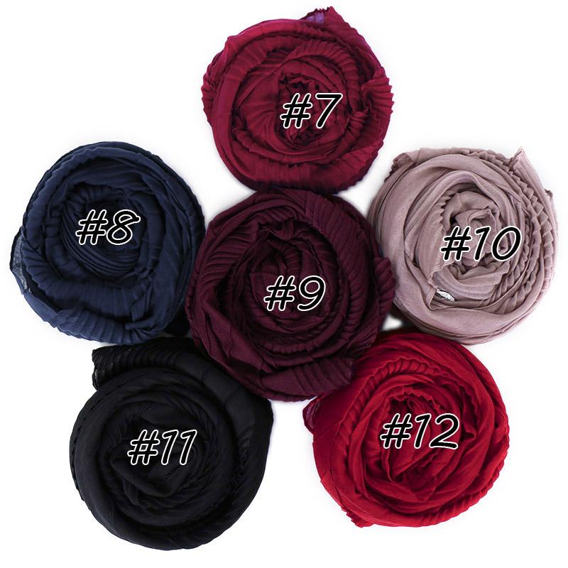 Fashion Cotton Crinkle Hijab Scarf Plain Shawls Muslim Scarves Headscarf Wraps Pashmina Solid Headband Turban Islamic Hijabs