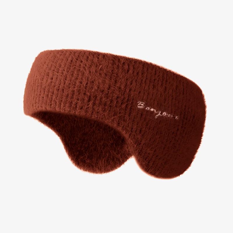 Winter Knitted Faux Mink Warm Ear-Protective Headband Women Stretch Wide Band Outdoor Cycling Sports
