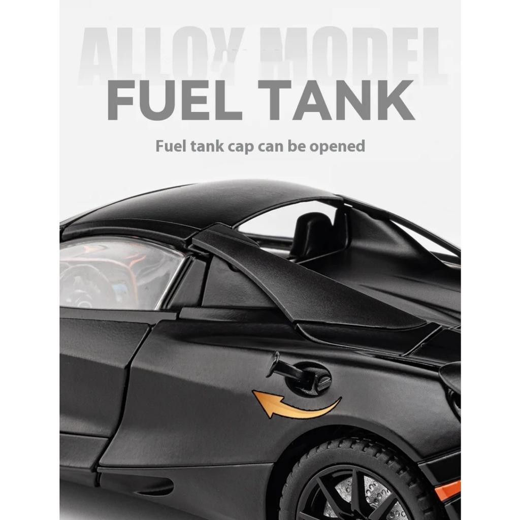 1/24 Mclaren 720S Alloy Sports Car Model with Four Wheels and Shock Absorption Function, Suitable As A Holiday Gift for Children