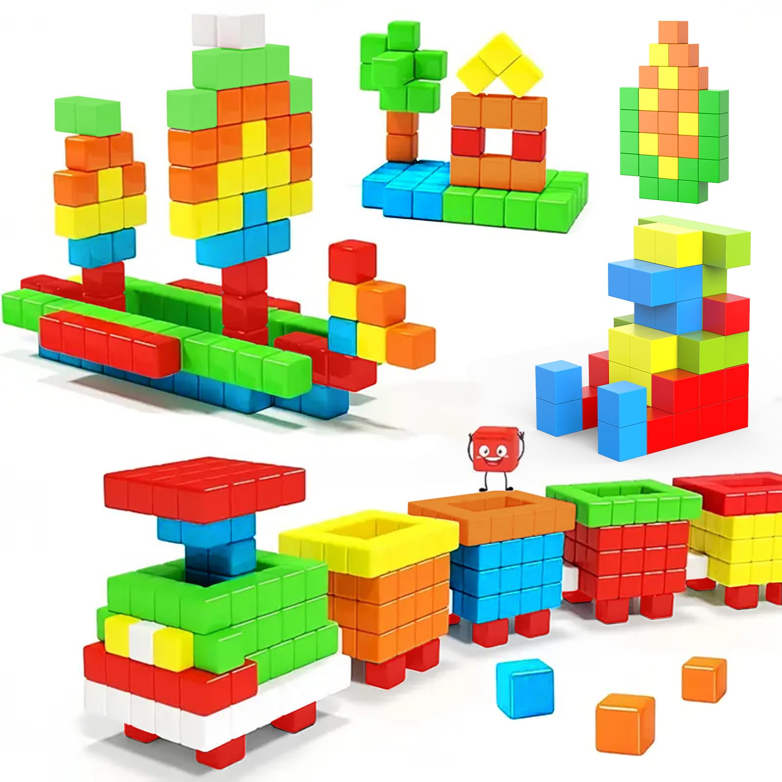 

AOMACO 46-Piece Magnetic Building Blocks, Educational Toy, Colorful Building Blocks, Develops Creativity and Spatial Awareness, 3D Puzzle, Magnetic
