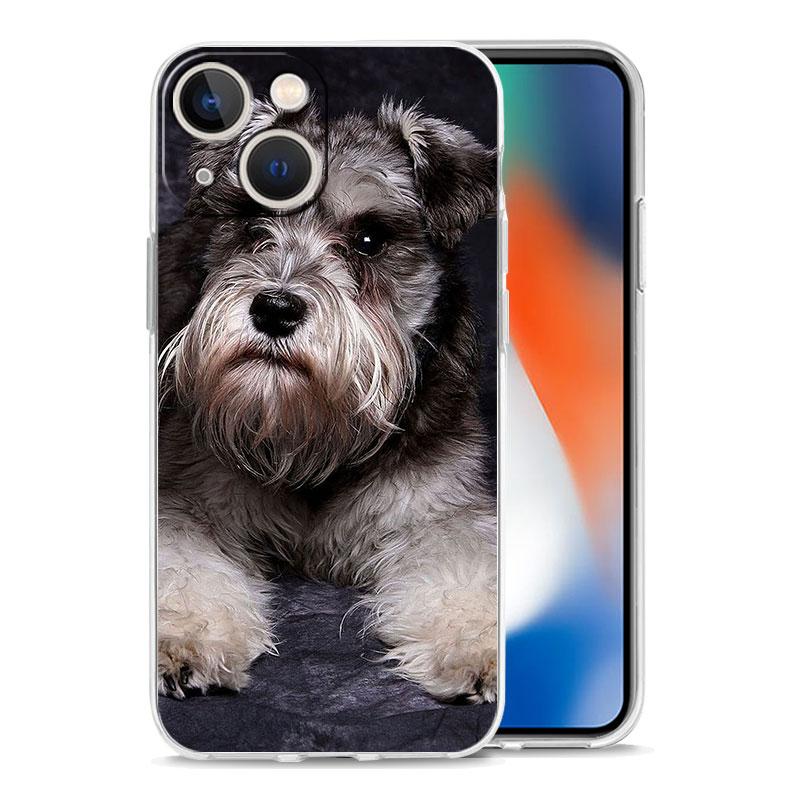 Cartoon Schnauzer Dog Phone Case For iPhone 11 Cases iPhone 15 12 13 14 16 Pro Max X XR XS 14 15 Plus 16Pro iPhone16 Clear Cover