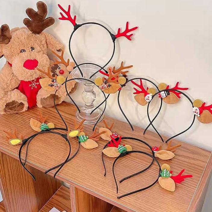 Weihnachts Rentier Haarschmuck für Damen: Plüsch Stirnband & Haarspangen mit Minihut