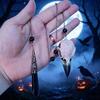 Gotische Krähenschädel Kristall Anhänger Halskette - Halloween Accessoires