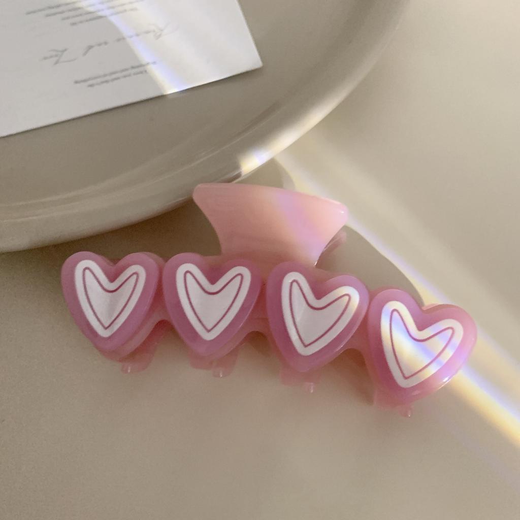 Korean Style Acetic Acid Hairclaw Vintage Sweety Girls Daily Travel Hair Clip Creative Pink Heart Cute Animal Hair Accessories