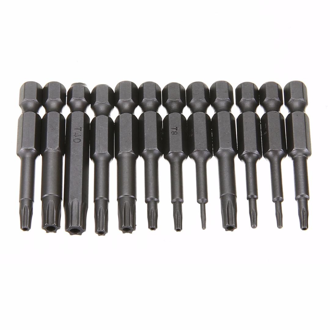 

PDTO 12 шт., 1/4 дюйма, 50 мм, длинные магнитные электрические отвертки Torx, набор бит T5-T40