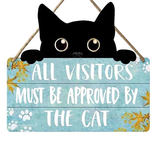 Yousheng Cat Shaped Welcome Sign, Durable Wooden, Waterproof Moisture-Proof Hanging Sign, for Front Door Rustic Farmhouse Porch