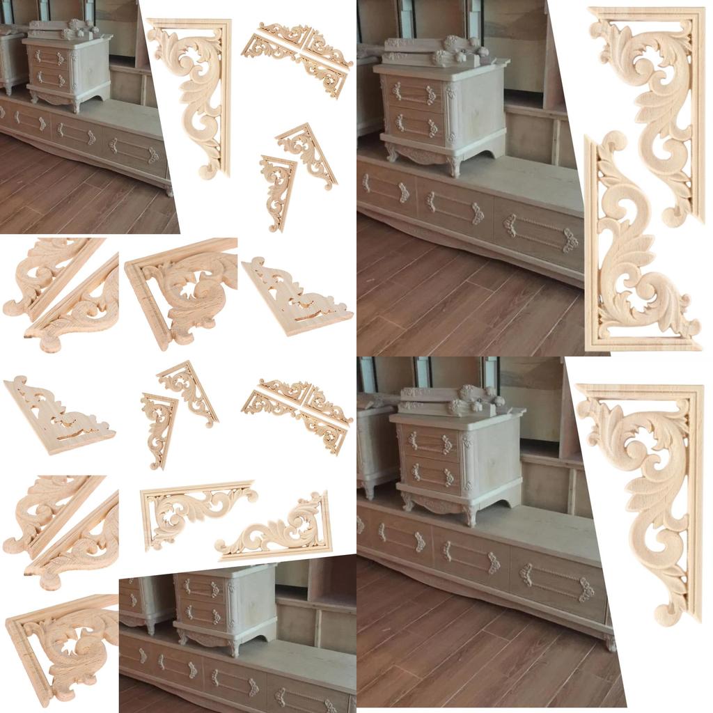 European Style Solid Wood Wooden Flower Cabinet Door Decoration Accessory