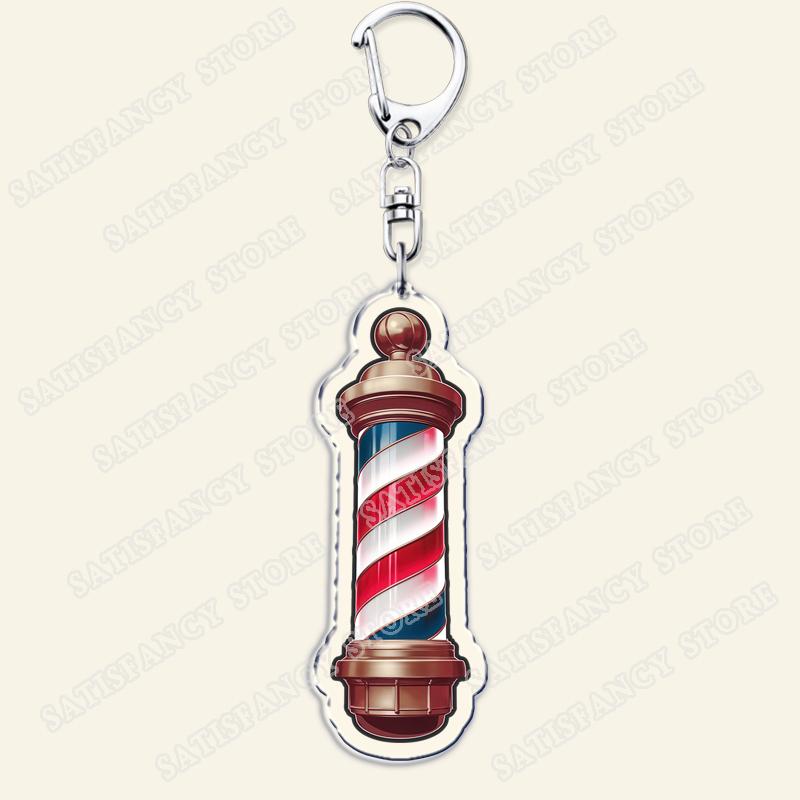 Barber Shop Keychains for Accessories Bag Barbershop Scissors Hairdresser Beard Hairstylist Keyrings Jewelry Friends Fans Gifts